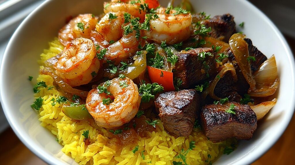 Surf and Turf Rice Bowl