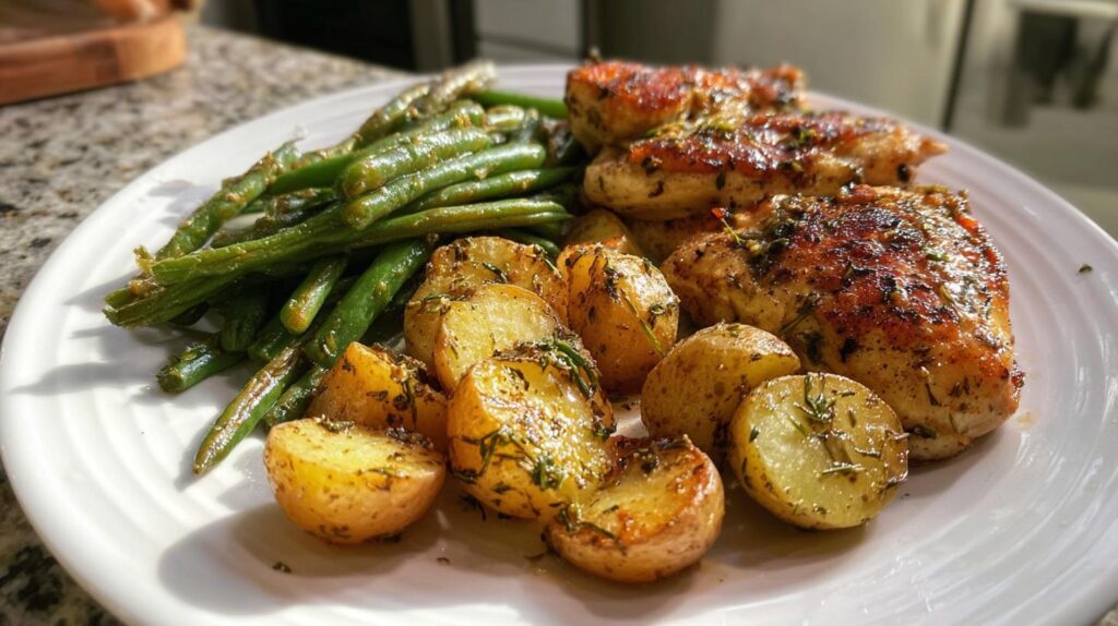 Chicken with potatoes and green beans