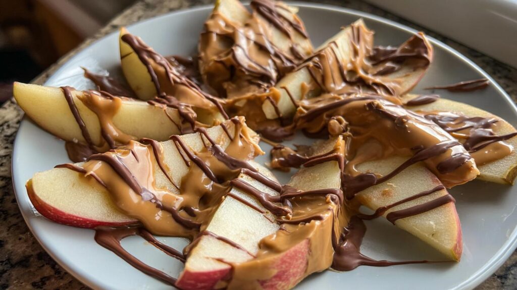 chocolate drizzled apple slices