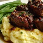steak bites and mashed potatoes