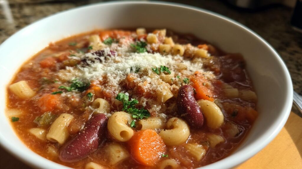 Easy bean & pasta soup