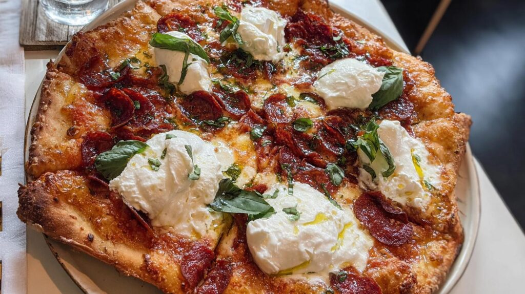 burrata pepperoni pizza