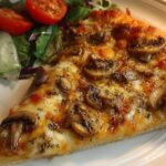 homemade mushroom pizza cheesy mushroom pizza pizza and salad dinner green bean salad cucumber tomato salad