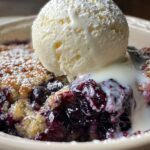 blueberry cobbler with ice cream