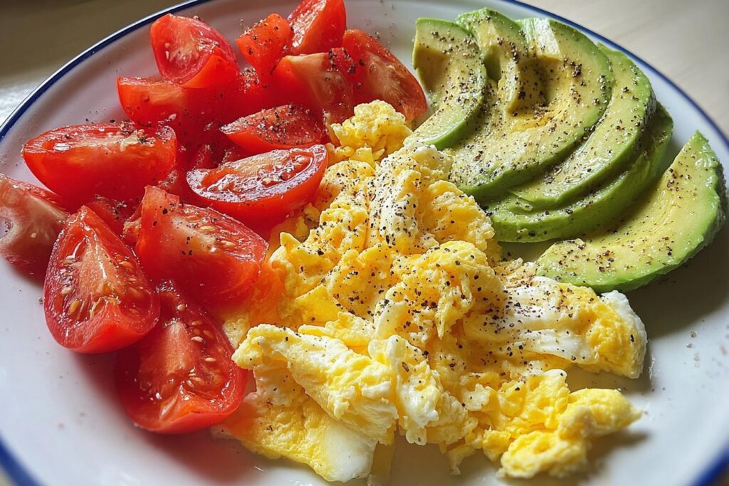 Scrambled eggs with avocado