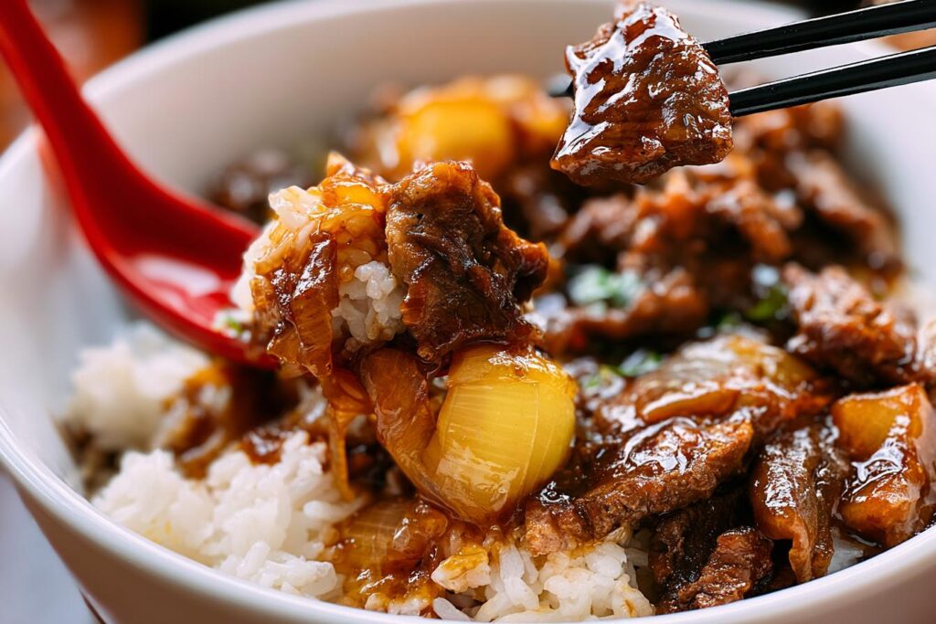 Beef and Onion Rice Bowl
